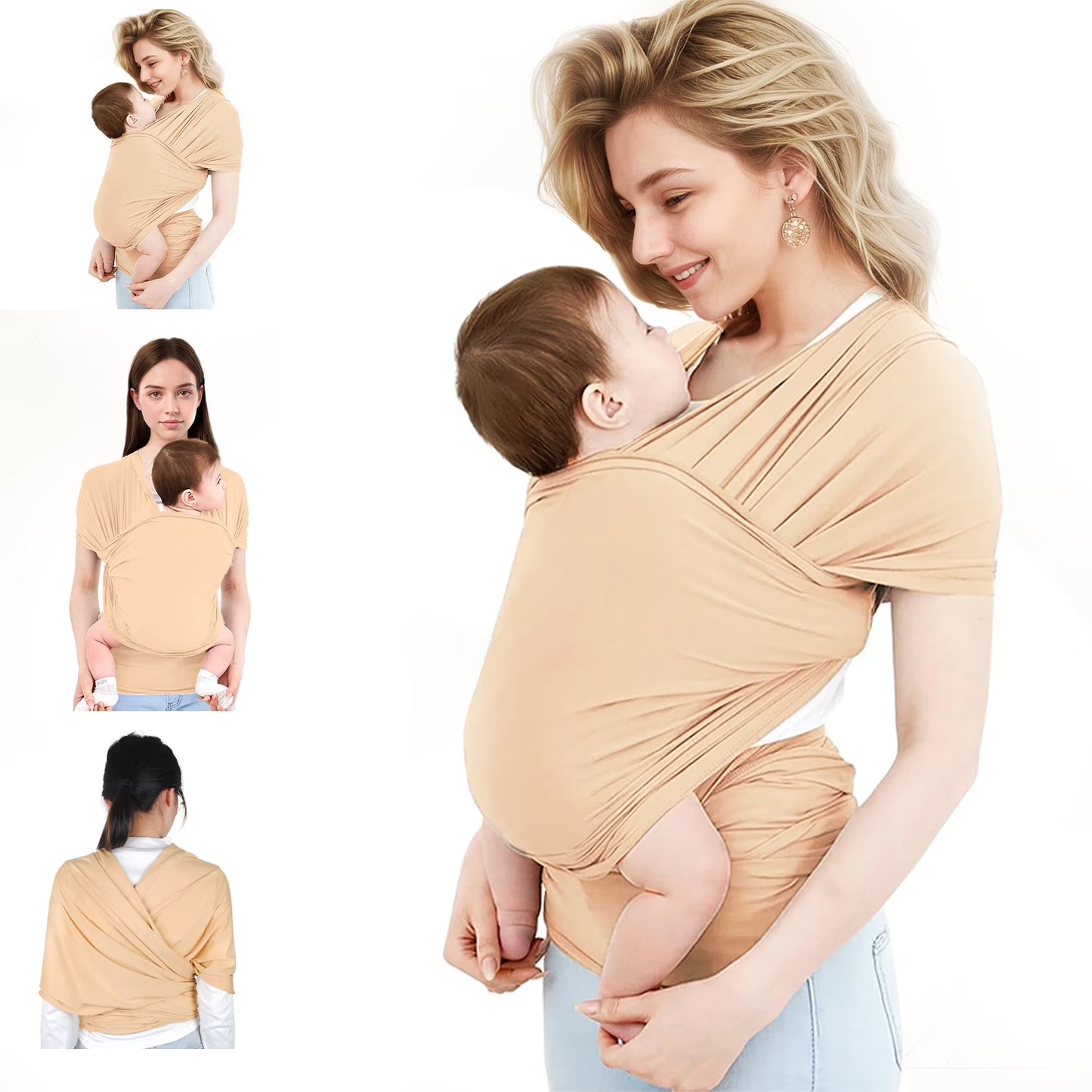 Baby Wrap Carrier,Original Breathable Baby Carrier Wrap Sling Lightweight Hands Free Newborn Wrap Swaddle Holder Adjustable Baby Slings Carrier for Newborn to Infant Toddler Essentials 7 to 35 Lbs