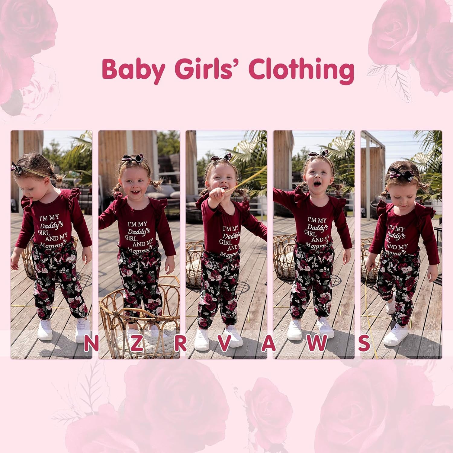 Baby Girl Clothes Toddler Girl Floral Ruffle Sleeve Shirt Pant Sets 3 Pieces Fall Winter Clothing for Girl Gifts 0-4T